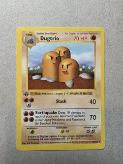 1999 Pokemon Base Set Dugtrio 1st Edition Shadowless 19/102 Rare English - Image 1