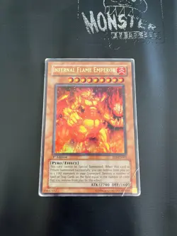 YUGIOH INFERNAL FLAME EMPEROR ULTRA RARE SD3-EN001 1ST EDITION PLAYED - Image 1