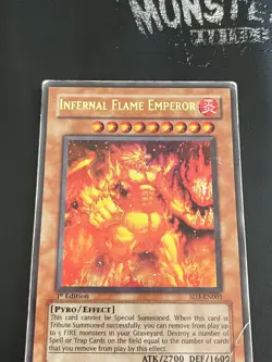 YUGIOH INFERNAL FLAME EMPEROR ULTRA RARE SD3-EN001 1ST EDITION PLAYED - Image 9
