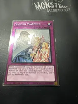 YUGIOH SOLEMN WARNING PLATINUM RARE NKRT-EN035 LIMITED EDITION - Image 1