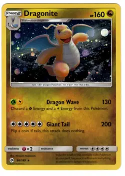 2017 Dragonite 96/149 Sun & Moon Cosmos Holo Rare Pokemon Card Near Mint - Mint - Image 1