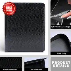 TINTEK TCG PU Glossy Leather Toploader Binder - 9-Pocket Trading Card Album for - Image 6