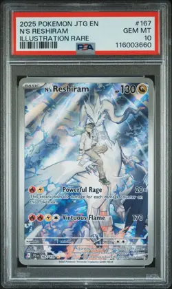 [PSA 10]2025 POKEMON JTG EN-JOURNEY TOGETHER ILLUSTRATION RARE #167 N'S RESHIRAM - Image 1