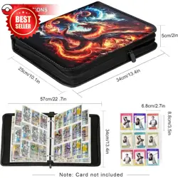 4-Pockets Trading Card Binder Collector Zipper Album with 50 Removable Sleeves,P - Image 10