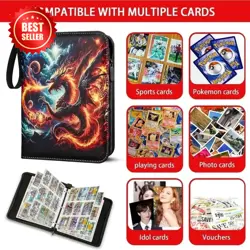 4-Pockets Trading Card Binder Collector Zipper Album with 50 Removable Sleeves,P - Image 2