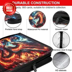 4-Pockets Trading Card Binder Collector Zipper Album with 50 Removable Sleeves,P - Image 3