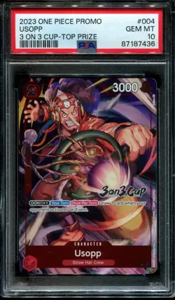 PSA 10 Usopp OP01-004 3 on 3 Cup Top Prize 2023 Promo English One Piece Card - Image 1