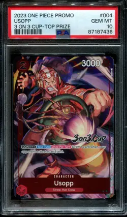 PSA 10 Usopp OP01-004 3 on 3 Cup Top Prize 2023 Promo English One Piece Card - Image 3