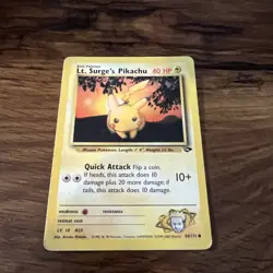 Pokemon Card Lt Surge's Pikachu 84/132 1st Edition Gym Challenge (LP+) - Image 3