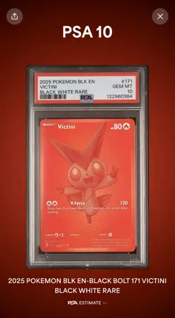 Pokemon: Black Bolt White Flare - Victini 171/086 BWR Red Monochrome PSA 10 GEM - Image 2
