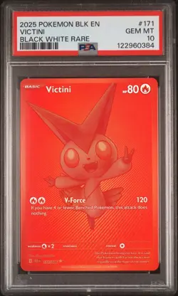 Pokemon: Black Bolt White Flare - Victini 171/086 BWR Red Monochrome PSA 10 GEM - Image 3