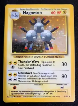 Pokemon TCG Base Set Magneton #9/102 Holo Rare Lightly Played - Image 1