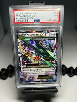PSA 7 M Rayquaza EX 76/108 English Pokemon XY Roaring Skies 2015 - Image 1