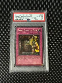 YUGIOH PSA 10 2003 Barrel Behind the Door PGD-094 Super Rare 1st Edition *3150 - Image 1