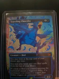 MTG Magic the Gathering NEON INK FOIL Blue Traveling Chocobo Borderless FIN! - Image 1
