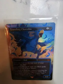 MTG Magic the Gathering NEON INK FOIL Blue Traveling Chocobo Borderless FIN! - Image 9