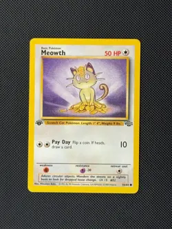 Meowth 56/64 1st Edition Pokémon Card Jungle Common WOTC NM - Image 1