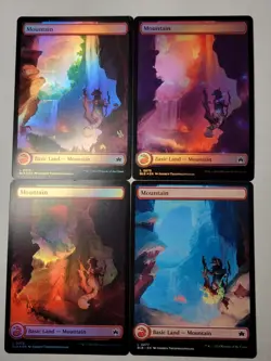 4x Mountain -Full Art Four Season, 3 Foil 1 Reg- BLOOMBURROW Land BLB mtg NM/M - Image 1
