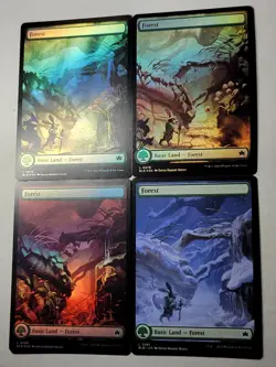 4x Forest -3 Foil, 1 Regular Full Art Four Season- BLOOMBURROW Land BLB mtg NM/M - Image 2