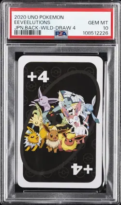 2020 UNO POKEMON JAPANESE BACK-WILD-DRAW 4 EEVEELUTIONS PSA 10 - Image 1