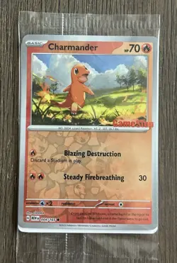 Charmander GameStop Exclusive Reverse Holo Promo Card 004/165 Pokemon 151 SEALED - Image 1