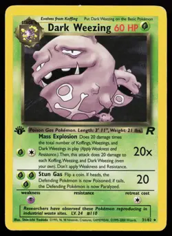 Dark Weezing 31/82 Rare Team Rocket Non Holo 1st Edition Pokémon Card - Image 3
