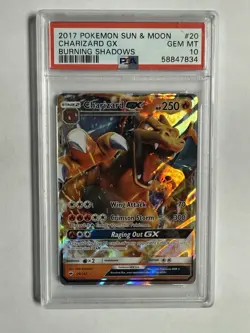 2017 Pokemon Sun & Moon Burning Shadows Charizard GX #20/147 PSA 10 GEM MINT - Image 1