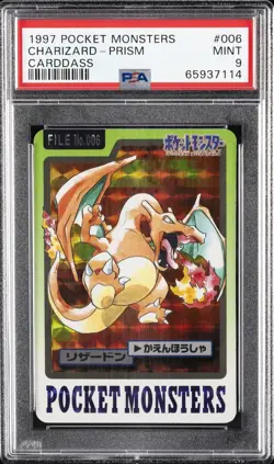 1997 POCKET MONSTERS CARDDASS #006 CHARIZARD-PRISM PSA 9 - Image 1