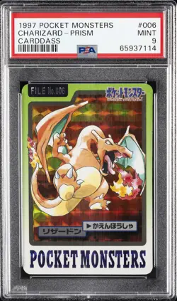 1997 POCKET MONSTERS CARDDASS #006 CHARIZARD-PRISM PSA 9 - Image 3