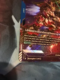 GUNDAM CARD GAME UNICORN GUNDAM (DESTROY MODE) GD01-002 LR+ FOIL ENGLISH NEWTYPE - Image 1