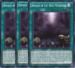 Yugioh - Domain of the True Monarchs x 3 1st Edition NM - Free Holographic Card - Image 1