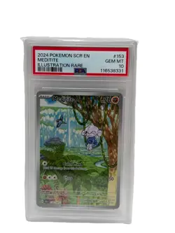 2024 POKEMON SCR EN-STELLAR CROWN ILLUSTRATION RARE #153 MEDITITE PSA 10 - Image 1