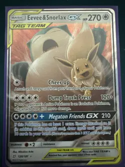 Eevee & Snorlax GX 120/181 Holo Card Team Up Edition Near Mint - Image 1