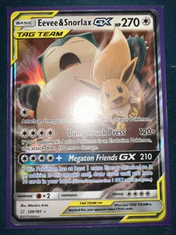 Eevee & Snorlax GX 120/181 Holo Card Team Up Edition Near Mint - Image 2