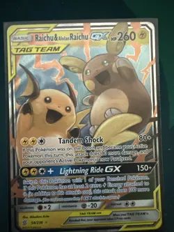 Pokemon GX Unified Minds Raichu Alolan Raichu Card 54/236 Ultra Rare SM Holo - Image 1