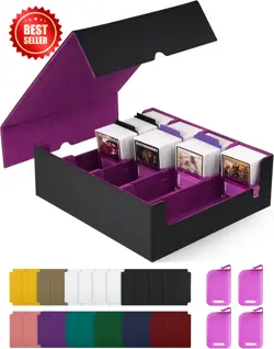 MTG Card Storage Box,Holds 2400+ Single Sleeved Cards,Includes 4Card Stoppers an - Image 3