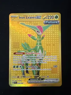 PokÃ©mon TCG Iron Leaves EX 213/162 Scarlet & Violet Gold Hyper Rare Card - Image 1