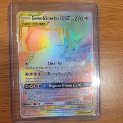 Eevee & Snorlax GX Secret Rare - 191/181 - SM Team Up Full Art PokÃ©mon Card - NM - Image 1