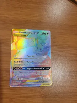 Eevee & Snorlax GX Secret Rare - 191/181 - SM Team Up Full Art PokÃ©mon Card - NM - Image 2