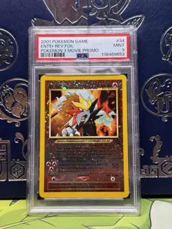 PSA 9 2001 Entei Reverse Holo #34 Pokemon TCG Movie 3 Black Star Promo Mint - Image 1