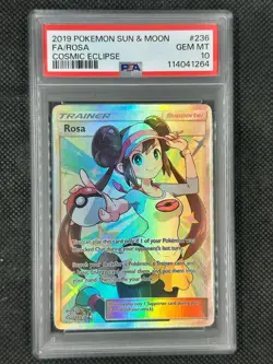 Pokemon Card PSA 10 Rosa 236/236 Cosmic Eclipse Full Art - Image 1