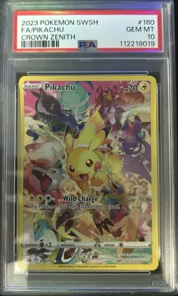 Pokémon TCG Pikachu Crown Zenith Holo Card PSA 10 160/159 Secret Rare - Image 1