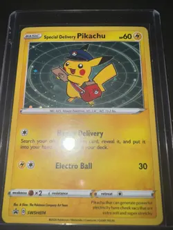 Special Delivery Pikachu SWSH074 SWSH: Sword & Shield Promo Cards Holo W/SWIRL - Image 1