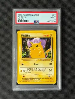 PSA 9 Pikachu 087/130 Pokémon Card Base Set 2 Regular WOTC Common MINT - Image 1