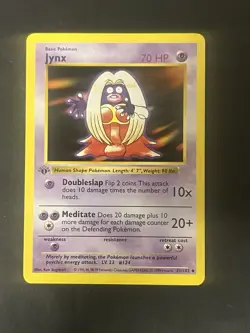 Jynx 031/102 Base Set Shadowless 1st Edition Uncommon Card PokÃ©mon TCG WOTC - Image 1