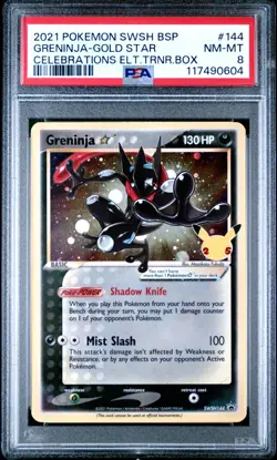 PSA 8 NM/MT 2021 POKEMON SWSH BLACK STAR PROMO 144 GRENINJA-GOLD STAR ENGLISH - Image 1