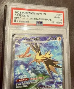ZAPDOS EX 202/165 PSA 8 POKEMON TCG 151 SPECIAL ILLUSTRATION RARE HOLO ENGLISH - Image 4