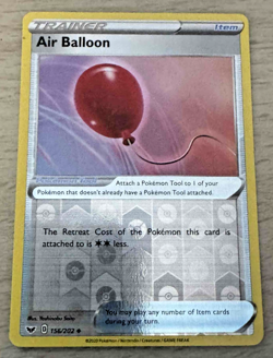 Pokemon TCG Air Balloon 156/202 Sword & Shield Reverse Holo Trainer Card - Image 2