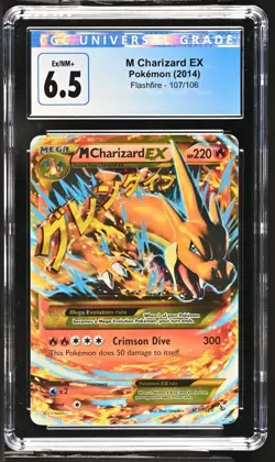 CGC Graded 6.5 M Charizard EX 107/106 Flashfire Holo Pokemon Card - Image 1