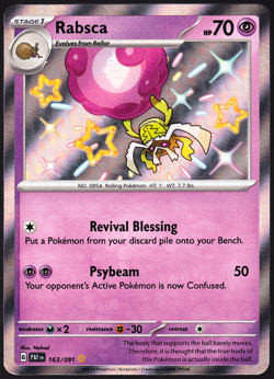 Rabsca 163/091 Baby Shiny Paldean Fates Rare Holo Pokemon TCG Card NM - Image 3